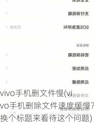 vivo手机删文件慢(vivo手机删除文件速度缓慢？换个标题来看待这个问题)