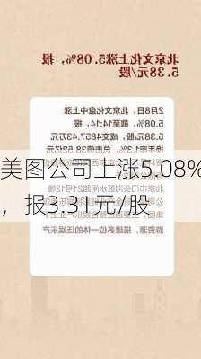 美图公司上涨5.08%，报3.31元/股