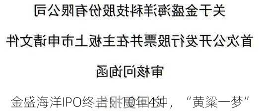 金盛海洋IPO终止！10年4冲，“黄粱一梦”