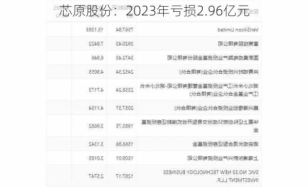 芯原股份：2023年亏损2.96亿元