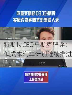 特斯拉CEO马斯克辟谣：低成本汽车计划继续推进