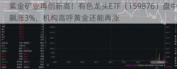 紫金矿业再创新高！有色龙头ETF（159876）盘中飙涨3%，机构高呼黄金还能再涨