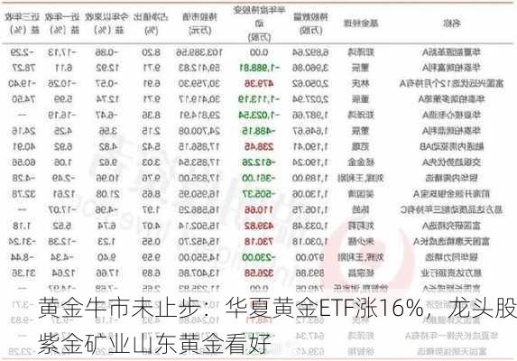 黄金牛市未止步：华夏黄金ETF涨16%，龙头股紫金矿业山东黄金看好