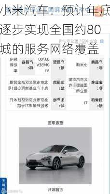 小米汽车：预计年底逐步实现全国约80城的服务网络覆盖