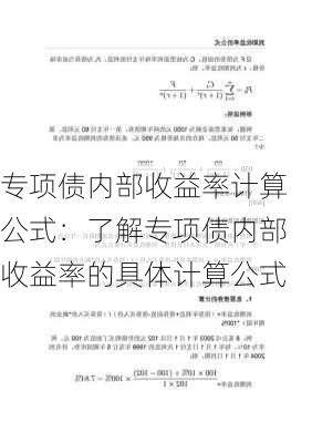 专项债内部收益率计算公式：了解专项债内部收益率的具体计算公式