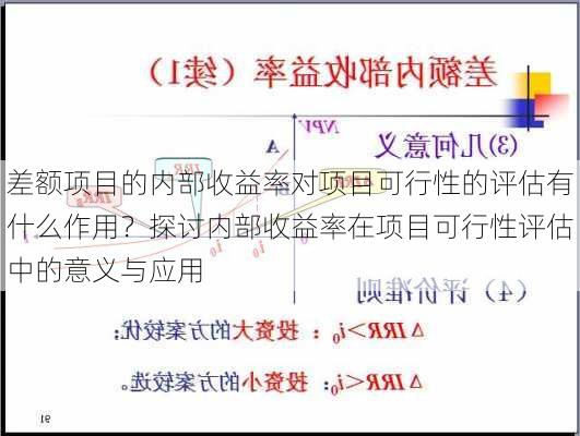 差额项目的内部收益率对项目可行性的评估有什么作用？探讨内部收益率在项目可行性评估中的意义与应用