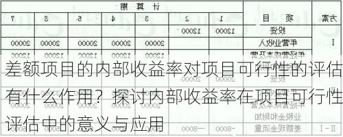 差额项目的内部收益率对项目可行性的评估有什么作用？探讨内部收益率在项目可行性评估中的意义与应用