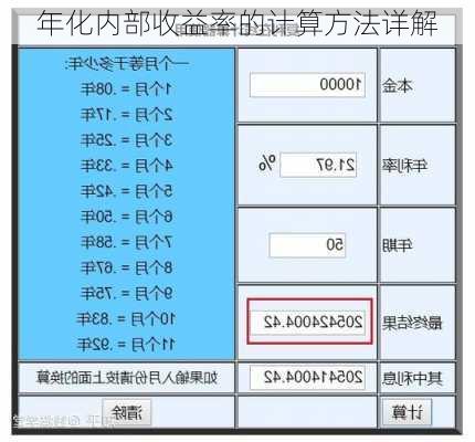 年化内部收益率的计算方法详解