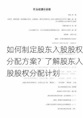 如何制定股东入股股权分配方案？了解股东入股股权分配计划