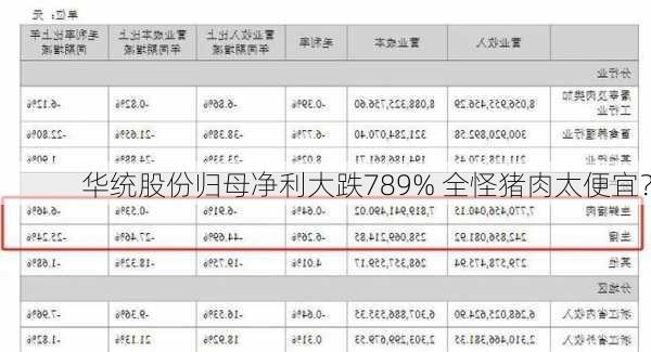 华统股份归母净利大跌789% 全怪猪肉太便宜？