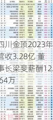 四川金顶2023年营收3.28亿 董事长梁斐薪酬122.64万