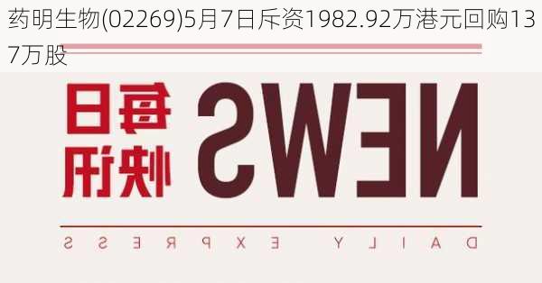 药明生物(02269)5月7日斥资1982.92万港元回购137万股