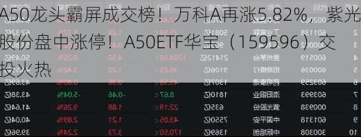 A50龙头霸屏成交榜！万科A再涨5.82%，紫光股份盘中涨停！A50ETF华宝（159596）交投火热