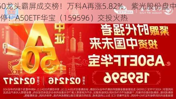 A50龙头霸屏成交榜！万科A再涨5.82%，紫光股份盘中涨停！A50ETF华宝（159596）交投火热