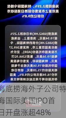 海底捞海外子公司特海国际美国IPO首日开盘涨超48%