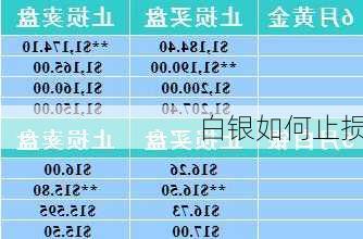 白银如何止损