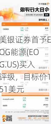 美银证券首予EOG能源(EOG.US)买入评级，目标价151美元