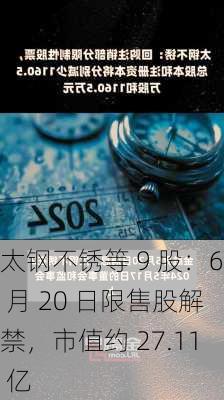 太钢不锈等 9 股：6 月 20 日限售股解禁，市值约 27.11 亿