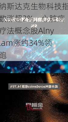 纳斯达克生物科技指数涨超2%，心脏病疗法概念股Alnylam涨约34%领跑