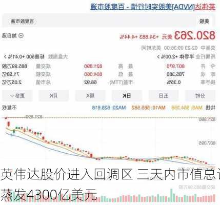 英伟达股价进入回调区 三天内市值总计蒸发4300亿美元