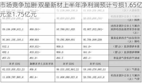 市场竞争加剧 双星新材上半年净利润预计亏损1.65亿元至1.75亿元