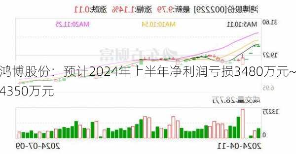 鸿博股份：预计2024年上半年净利润亏损3480万元~4350万元