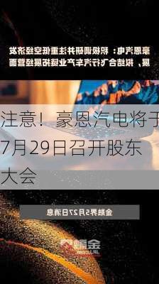 注意！豪恩汽电将于7月29日召开股东大会