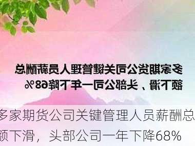 多家期货公司关键管理人员薪酬总额下滑，头部公司一年下降68%