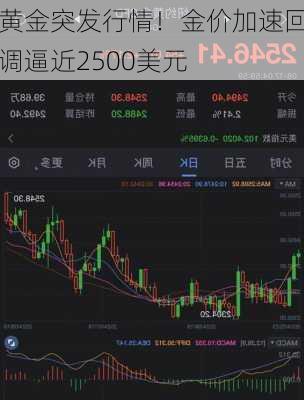 黄金突发行情！金价加速回调逼近2500美元