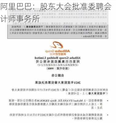 阿里巴巴：股东大会批准委聘会计师事务所