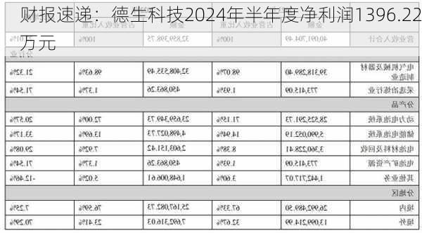 财报速递：德生科技2024年半年度净利润1396.22万元