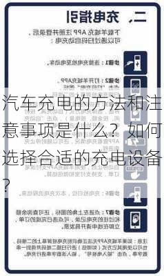 汽车充电的方法和注意事项是什么？如何选择合适的充电设备？