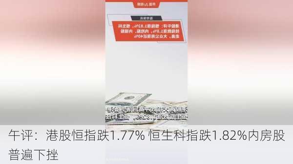 午评：港股恒指跌1.77% 恒生科指跌1.82%内房股普遍下挫