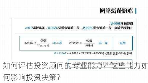 如何评估投资顾问的专业能力？这些能力如何影响投资决策？