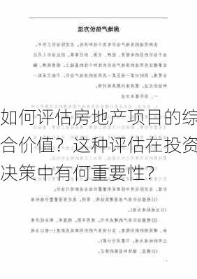 如何评估房地产项目的综合价值？这种评估在投资决策中有何重要性？