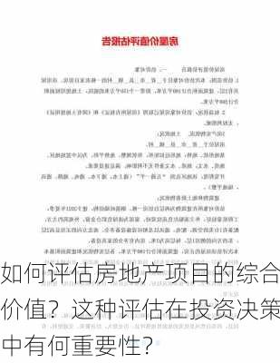 如何评估房地产项目的综合价值？这种评估在投资决策中有何重要性？