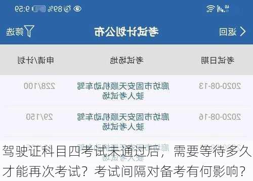 驾驶证科目四考试未通过后，需要等待多久才能再次考试？考试间隔对备考有何影响？