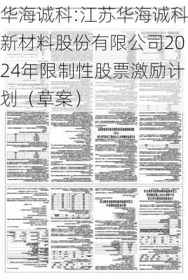 华海诚科:江苏华海诚科新材料股份有限公司2024年限制性股票激励计划（草案）