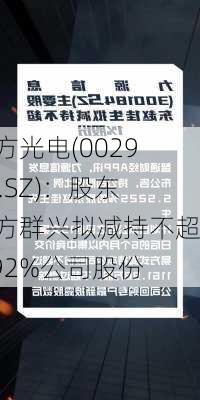 五方光电(002962.SZ)：股东五方群兴拟减持不超0.92%公司股份