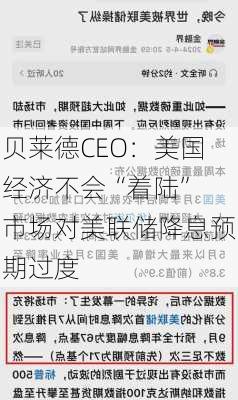 贝莱德CEO：美国经济不会“着陆” 市场对美联储降息预期过度