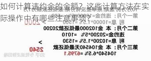 如何计算违约金的金额？这些计算方法在实际操作中有哪些注意事项？