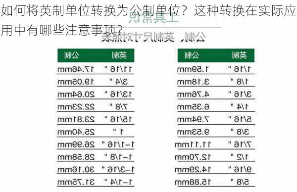 如何将英制单位转换为公制单位？这种转换在实际应用中有哪些注意事项？