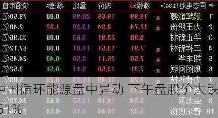 中国循环能源盘中异动 下午盘股价大跌5.51%