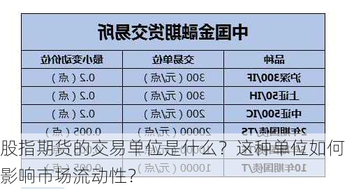 股指期货的交易单位是什么？这种单位如何影响市场流动性？