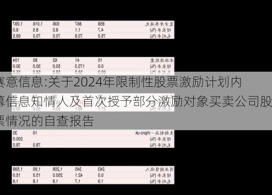 赛意信息:关于2024年限制性股票激励计划内幕信息知情人及首次授予部分激励对象买卖公司股票情况的自查报告