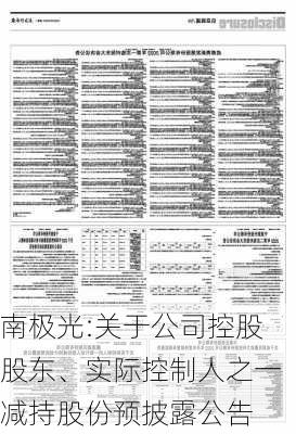 南极光:关于公司控股股东、实际控制人之一减持股份预披露公告