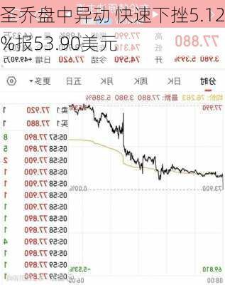 圣乔盘中异动 快速下挫5.12%报53.90美元