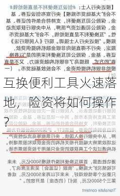 互换便利工具火速落地，险资将如何操作？