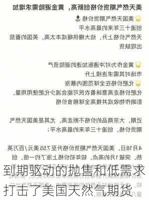 到期驱动的抛售和低需求打击了美国天然气期货