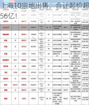 上海10宗地出售，合计起价超256亿！